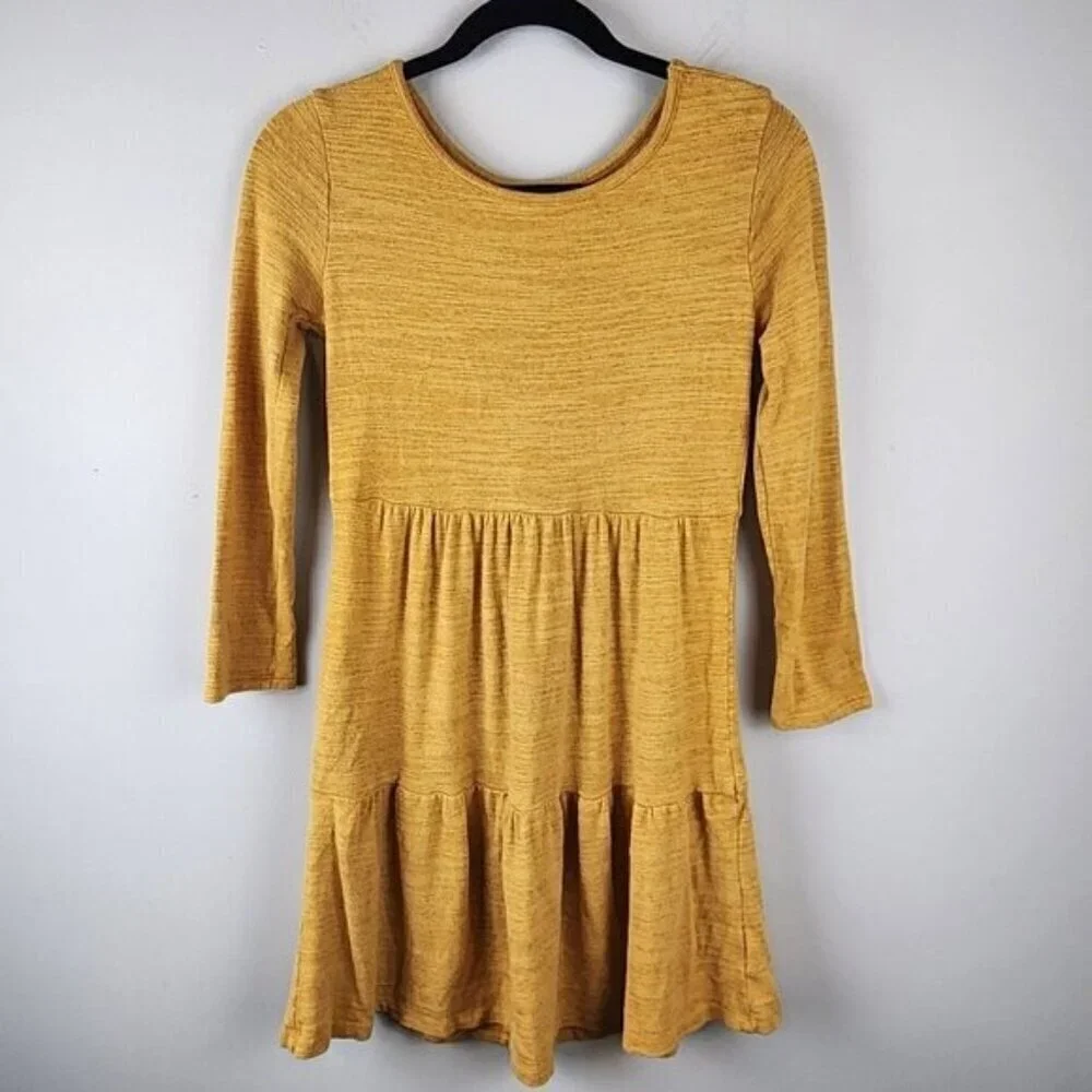 Old Navy long sleeve dress size XL 14-16 teen girls Mustard color fall